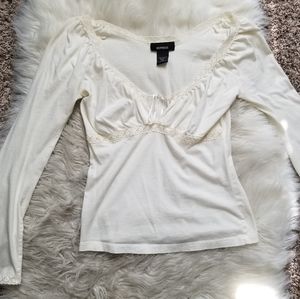 Express vintage lace long bell sleeve top